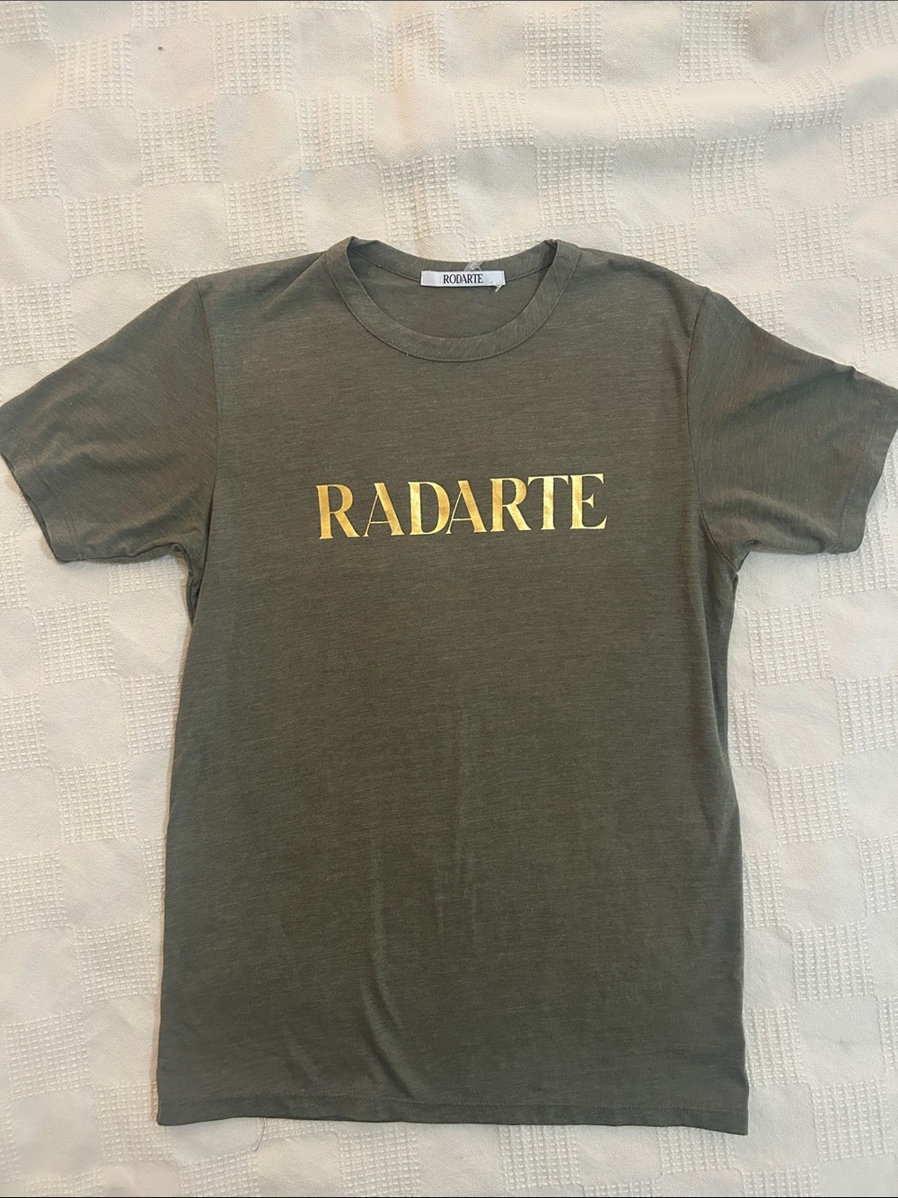 Rodarte Olive Green Tee with Gold Logo size small